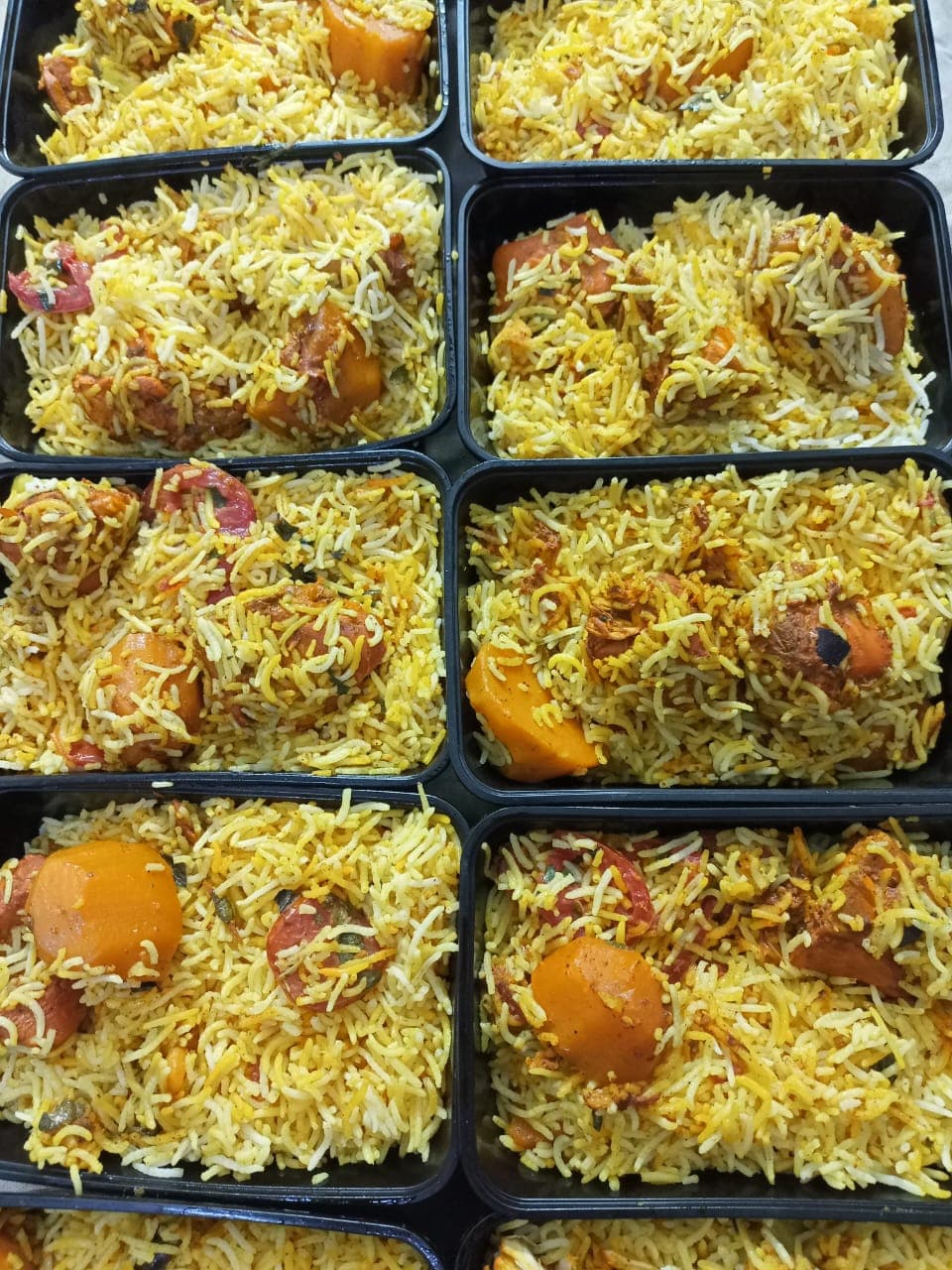 Fresh biryani catering tray